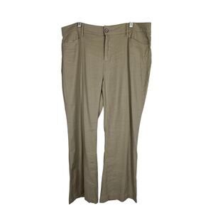 EUC NYDJ Stretch Linen Straight‎ Leg Ankle Trouser Pants Tan Sz 14 Summer Office